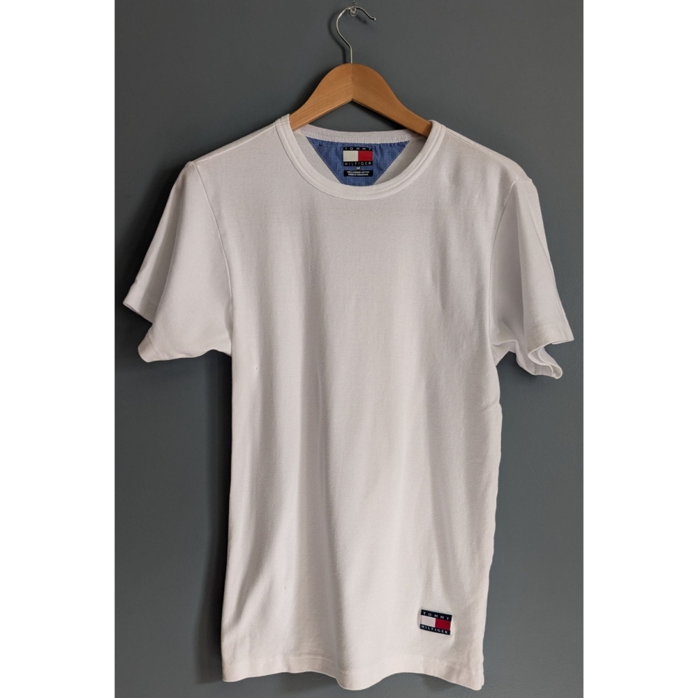 ❤️ Tommy Hilfiger White Crewneck Men Size Medium 100% Combed Cotton (Flawed)